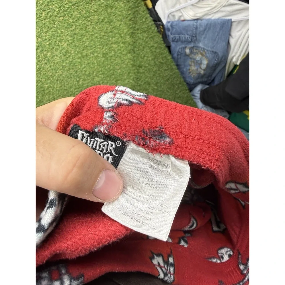 Guitar Hero Pajama Pants Mens Medium Red Fleece 2008 Activision Gaming Lounge